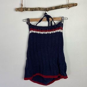 Boho H&M knitted blue tank top with opened back.